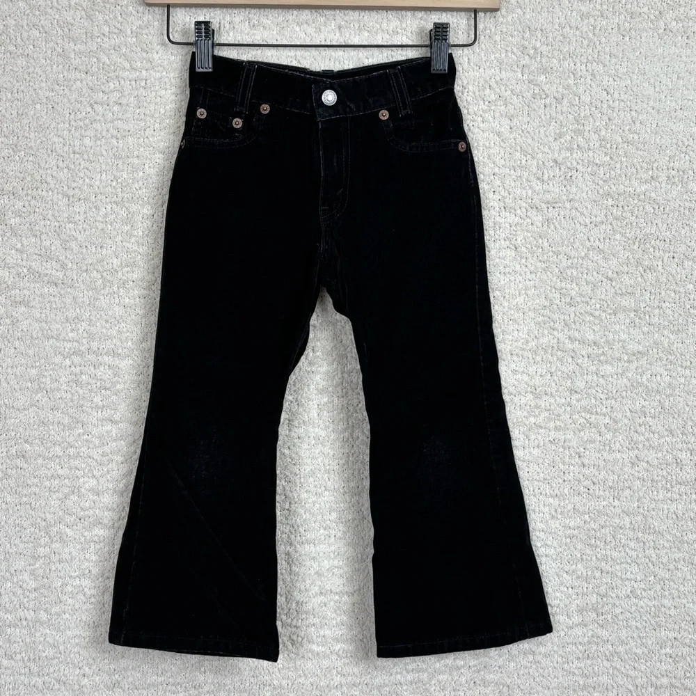 Vtg Levis Jeans Toddler Girl 5 Black‎ 517 Velvet Flare Red Tab Zip Fly Cotton
